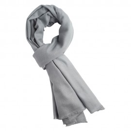 Light grey cashmere scarf in twill weave