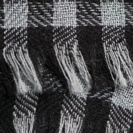 Checkered pashmina stole in grey and black