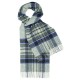 Grey tartan scarf with blue and white checkers