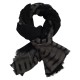 Ikat woven scarf in black/grey cashmere and wool