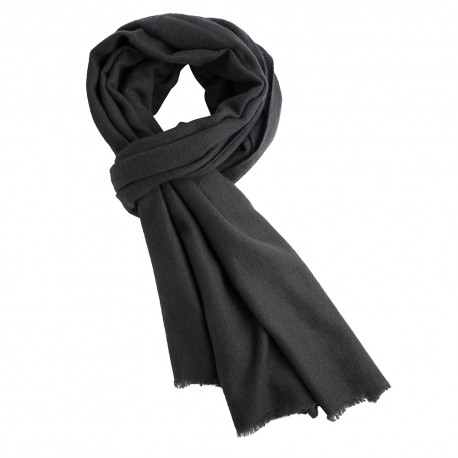 Charcoal cashmere scarf in twill weave