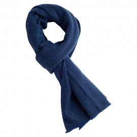 Blue herringbone scarf in cashmere and wool Blue herringbone scarf in cashmere and wool