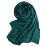 Cashmere shawl in turquoise/black houndstooth