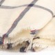 Off white scarf with navy and red tartan