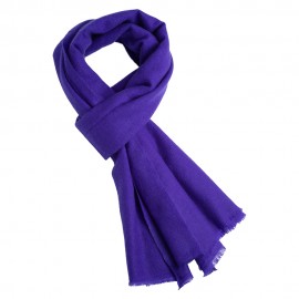 Blue-violet cashmere scarf in twill weave