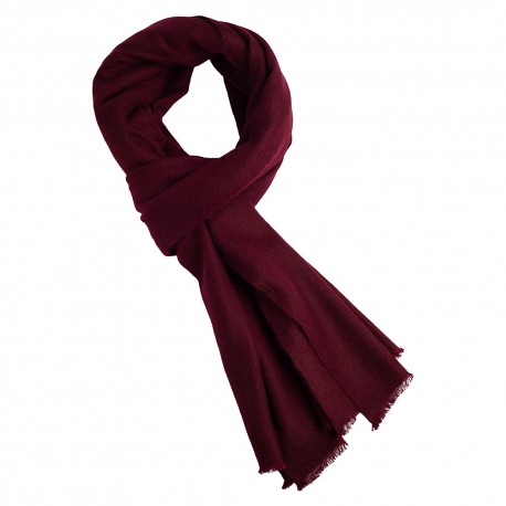 Maroon cashmere scarf in twill weave