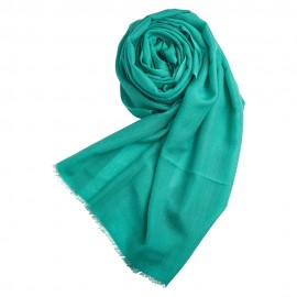 Turquoise pashmina shawl in cashmere and silk