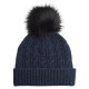 Blue marled cahmere beanie with pom