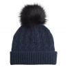 Navy blue cashmere beanie with pom