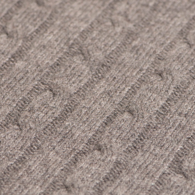 Dark grey cable knit cashmere blanket