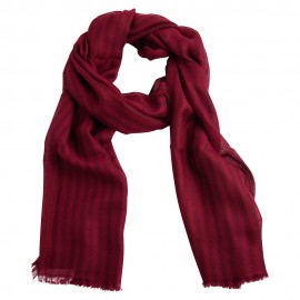 Red striped cashmere stole in diamond weave