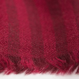 Red striped cashmere stole in diamond weave