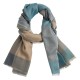 Checkered cashmere stole in blue, toffee, beige and grey