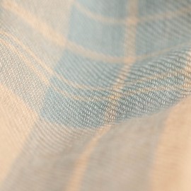 Tartan cashmere shawl in blue and beige