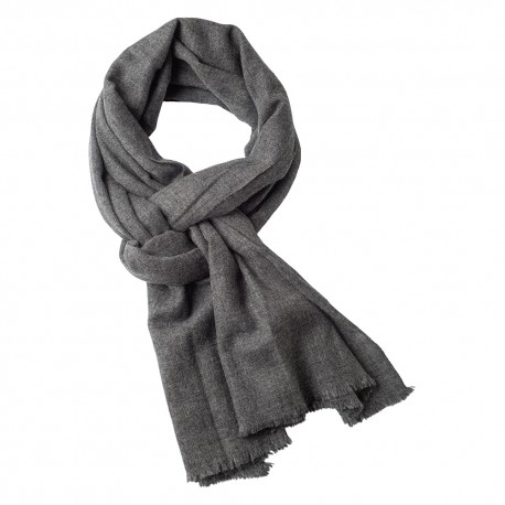 Cashmere scarf in natural dark grey melange