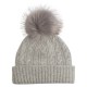 Grey marled cahmere beanie with pom