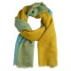 Checkered cashmere shawl mustard/blue