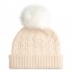 Off-white cashmere hat with pom