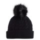 Blue marled cahmere beanie with pom