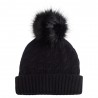 Black cashmere beanie with pom