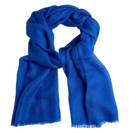 Blue pashmina shawl in 2 ply cashmere twill
