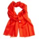 Coral red pashmina shawl in 2 ply cashmere