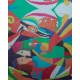 Beautiful cashmere shawl with colorful print
