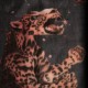 Cashmere shawl with star and leopard pattern