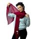 Red striped cashmere stole in diamond weave
