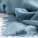 Dove blue shawl in handwoven cashmere