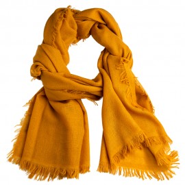 Dark golden shawl in handwoven cashmere