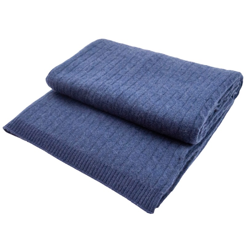 Dark blue blanket in pure cashmere