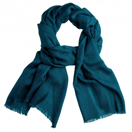 Petrol green jacquard pashmina stole