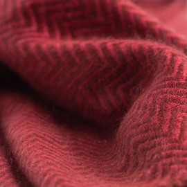 Red herringbone scarf in cashmere and wool