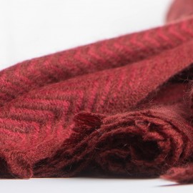 Red herringbone scarf in cashmere and wool