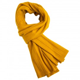 Curry yellow knitted cashmere scarf