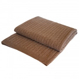 Taupe grey cashmere blanket in cable knit