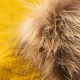 Curry cashmere pom hat with faux-fur ball