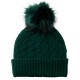 Bottle green cashmere pom hat with faux-fur ball
