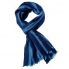 Navy cashmere scarf with light blue stripes
