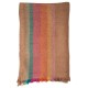 Natural brown yak blanket with colorful stripes