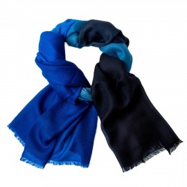 Two-tone pashmina shawl in black and blue