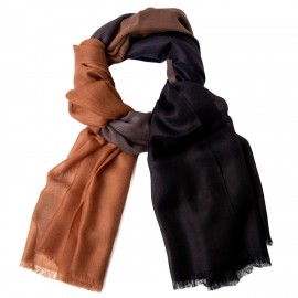 Two-tone pashmina shawl in black and brown