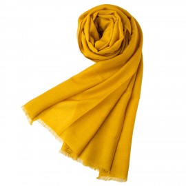Curry yellow pashmina shawl in cashmere and silk Curry yellow pashmina shawl in cashmere and silk