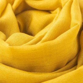 Curry yellow pashmina shawl in cashmere and silk