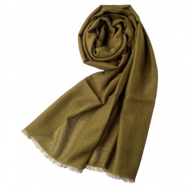 Dark olive green pashmina shawl in cashmere and silk