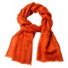 Rust orange jacquard woven cashmere shawl