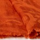 Rust orange jacquard woven cashmere shawl