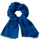 Blue jacquard woven cashmere/silk shawl