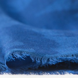 Blue jacquard woven cashmere/silk shawl